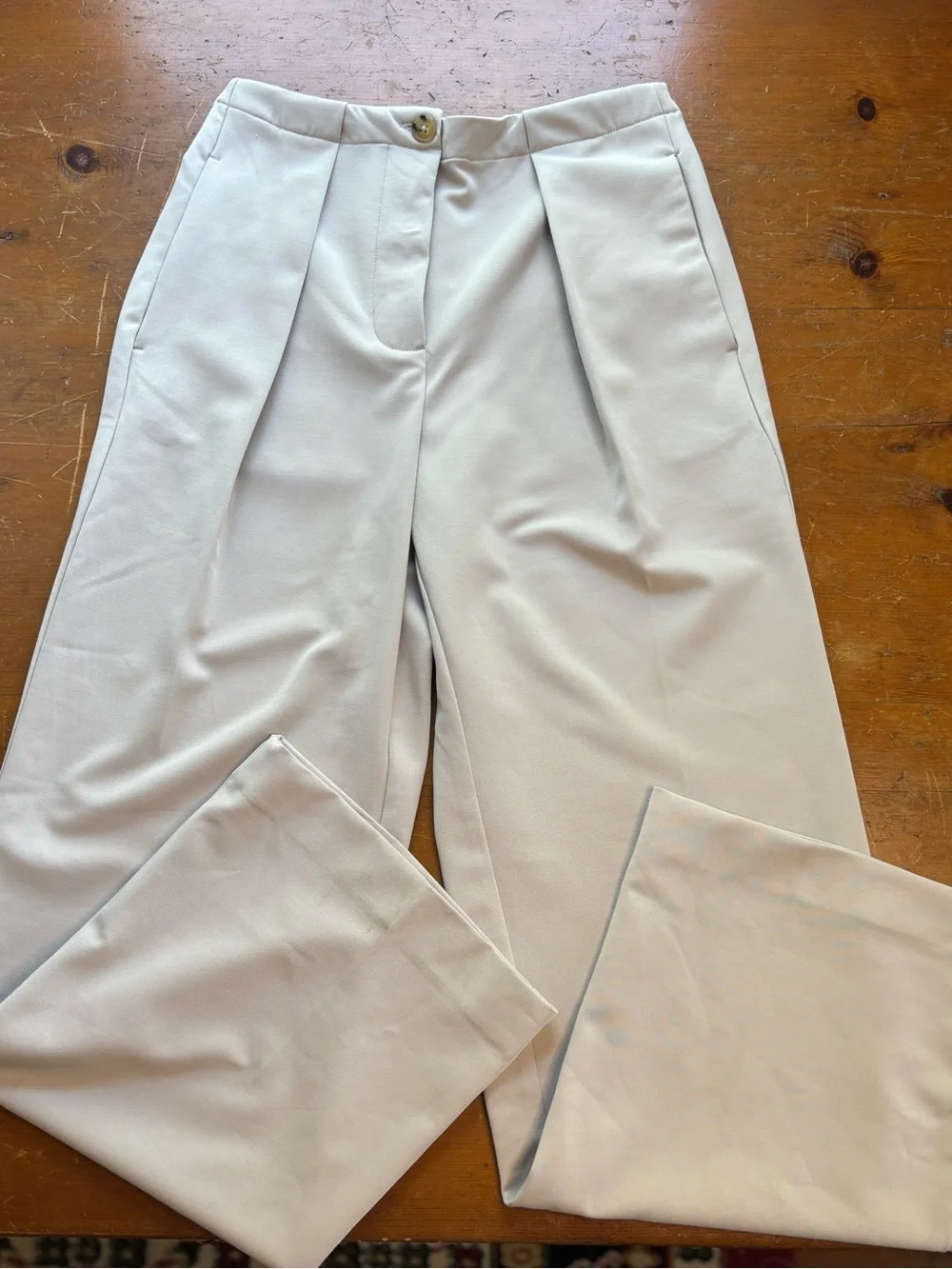 Free People Tyler Menswear Pleated Wide Leg Trousers XS Cream Off White